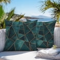 thumbnail image 4 of Geometric Pattern Outdoor Pillow Covers Pack of 2 Dark Green Triangle Collage Art Waterproof Throw Pillow Covers Decorative Cushion Cases for Patio Garden Tent Balcony Couch 26x26 inch, 4 of 8