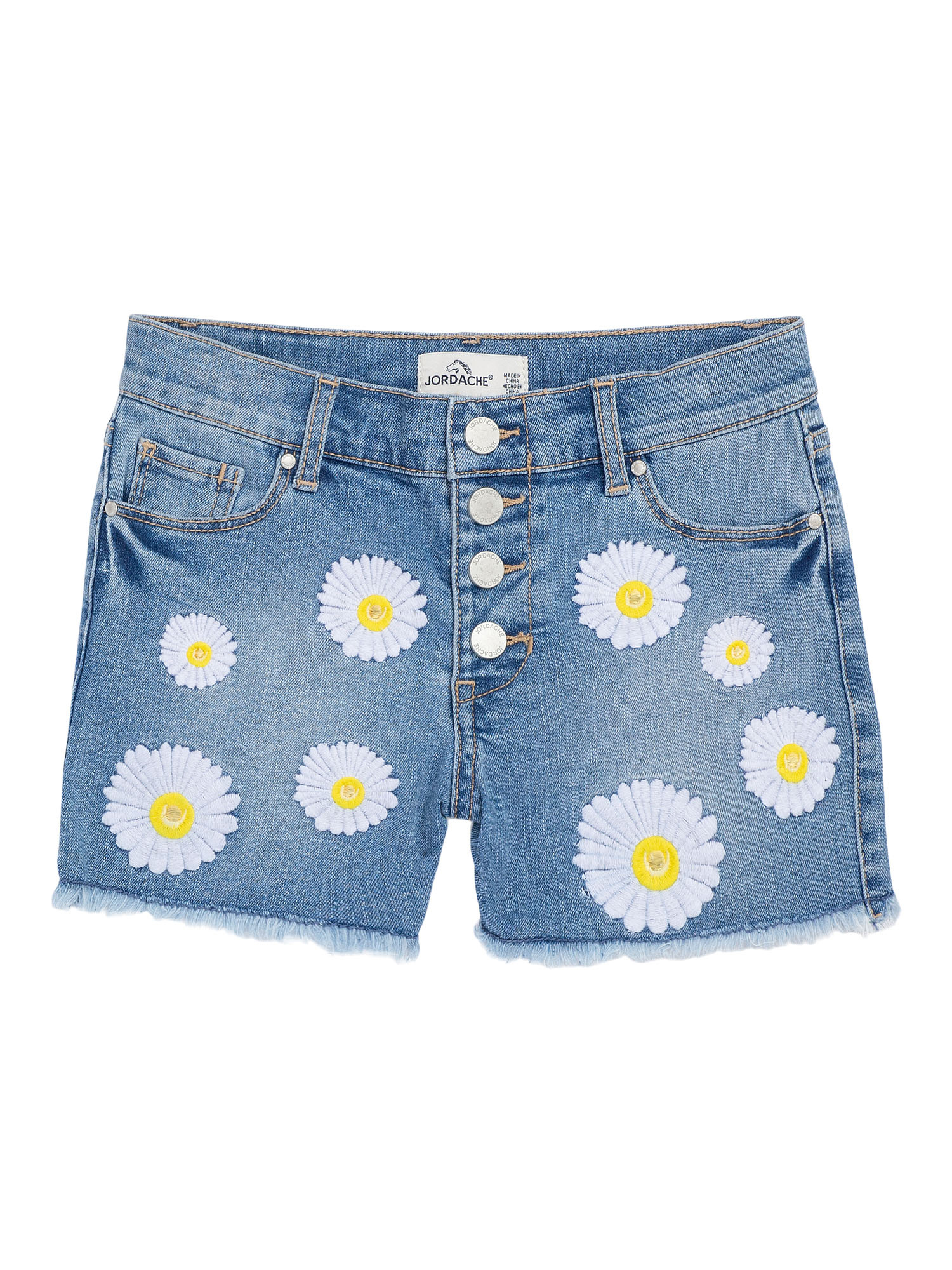 Handmade Beach combers 24M girls cropped denim pant made from recycled jeans with daisy flower applique on the leg Toddler shorts