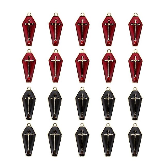 Colgante de ataúd RetroCross, pendiente de ataúd de Halloween vintage, amuleto de Halloween antiguo para pendientes para hombres y mujeres