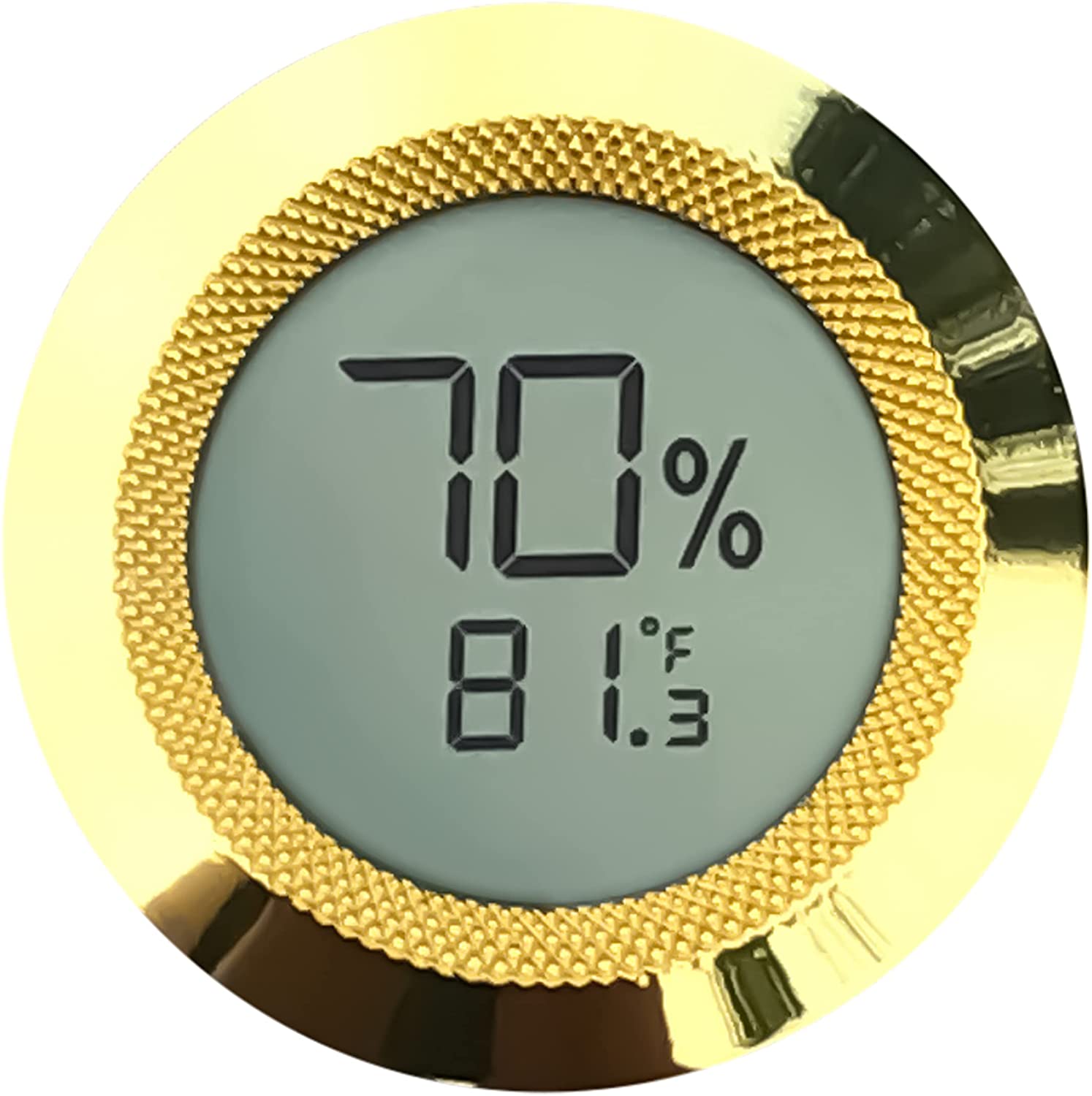 Prestige Import Group Round 2" Digital Hygrometer Thermometer for Cigar Humidors - Gold - 2 Pieces
