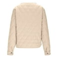 thumbnail image 6 of Zedker Fall and Winter Thermal Puffer Jackets for Women, Casual V-Neck Long Sleeve Loose Button Outerwears with Fake Chest Pocket,Beige,L, 6 of 8