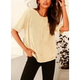 thumbnail image 4 of PRETTYGARDEN Women's Summer Button Down Shirts Casual Short Sleeve Crew Neck Ribbed Knit Blouse Top Cardigans, 4 of 9