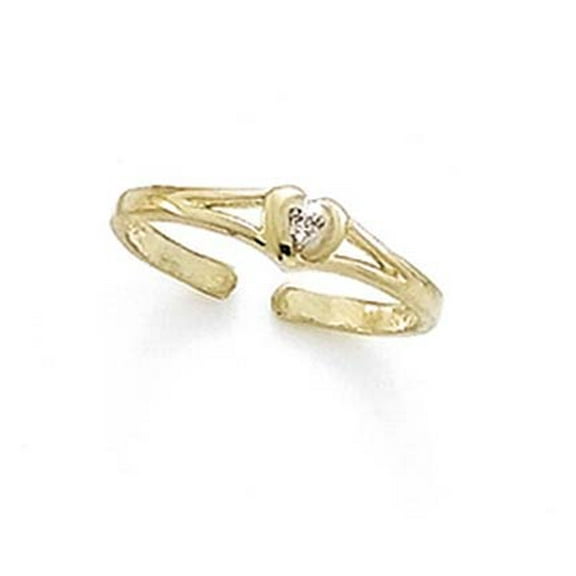 14k Yellow Gold Diamond Love Heart Toe Ring - Toe Ring for Women