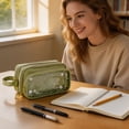 thumbnail image 7 of Minimalist Transparent Pencil Case, Large Capacity Portable Fabric Pen Pouch Stationery Storage Organizer for Students Office Travel, 1 Pack, 7 of 7