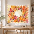 thumbnail image 5 of Autumn Leaf Wreath on a Cream Background, Cozy Watercolor Style for Nature Lovers, Botanical Wall Art, Thanksgiving Hostess Gift, Tapestry Wall Hanging for Bedroom and Living Room, 5 of 7