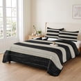 thumbnail image 2 of Twin Quilt Set 68''x86'', Black Cream Striped Lightweight Bedspread Coverlet Set with 2 Pillow Shams, Farmhouse Vintage Shabby Chic Wood Grain Breathable All Season Quilt Bedding for Dorm/Bedroom, 2 of 9
