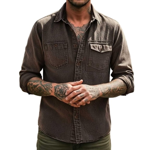 Guluxicc Shirts for Men Button Down Long Sleeve Shirts with Multi Pockets Hiking Summer Casual Outfit