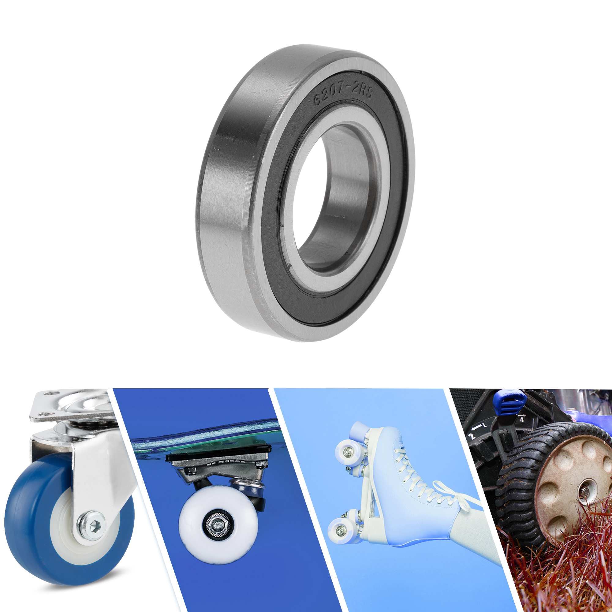 Unique Bargains 6207VV Deep Groove Ball Bearings 35x72x17mm P4 Double Rubber Seal Lubricated Bearings 1 Pcs Car Silver Tone,Black