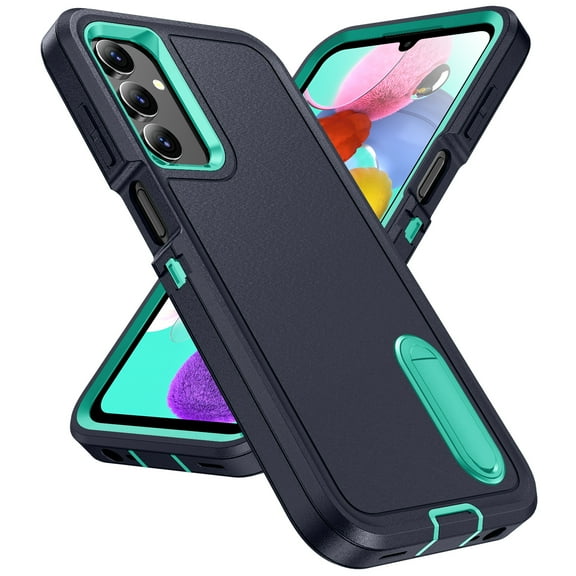 for Samsung Galaxy A36 5G Case Kickstand Durable 3-Layer Military Grade Protective Case Hybrid Silicone Heavy Duty Rugged Shockproof Screen Lip Raised Protection,
Darkblue Mint