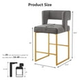 thumbnail image 2 of Lecut 26" H Counter Height Bar Stools Set of 2, Modern Velvet Bar Stools with Square Open Backrest and Gold Metal Frame, Kitchen Counter Stools for Island, Home Bar, Pub,Grey+Gold, 2 of 8
