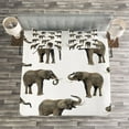 thumbnail image 3 of Ambesonne Forest Quilted Bedspread Set 3 Pcs, s Tusk Ear, Queen Size, Sepia White, 3 of 3