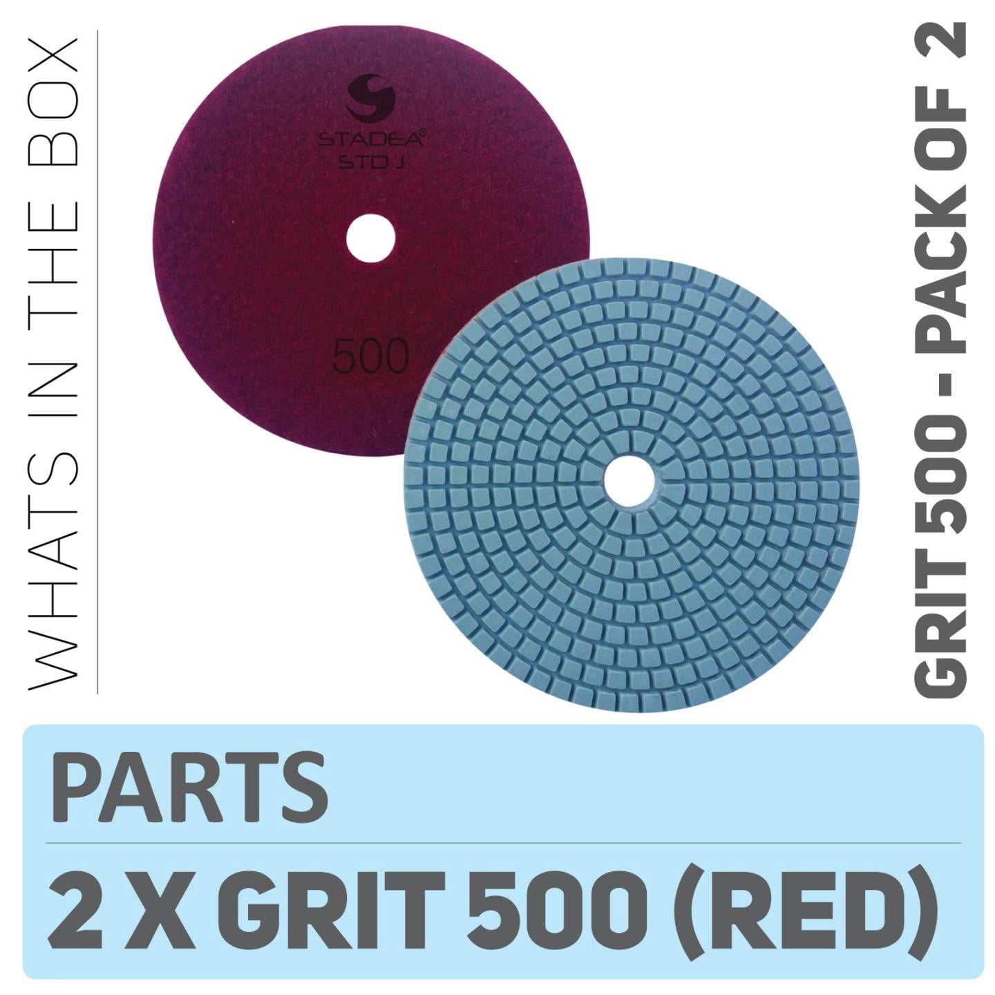 Stadea Diamond Hand Polishing Pad Grit 500 - Pack Of 4 For Granite, Concrete, Marble, Terrazzo Polishing & Restoration