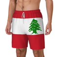 thumbnail image 5 of Mens Flag Of Lebanon Swimming Trunks with Compression Liner Beach Quick Dry Swim Shorts, 5 of 6
