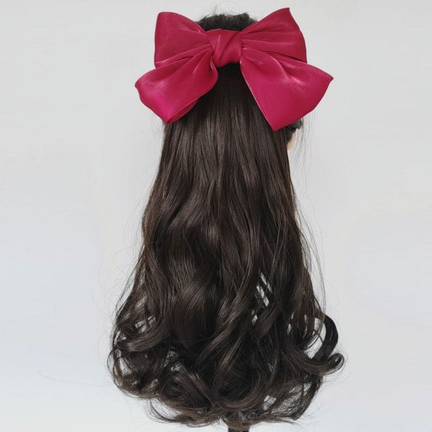 Peluca (1 lazo) Peluca de fiesta con accesorio para el cabello para mujeres y niñas, pelucas onduladas largas, peluca de pelo sintético, peluca de cosplay para fiesta(Marrón - negro)(1 pieza