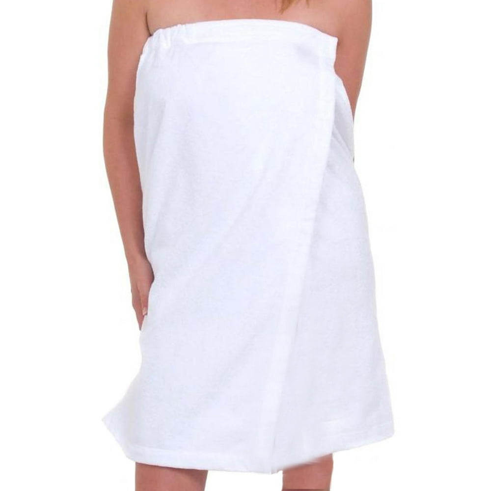 byLora Womens Wrap, Terry Cotton Cover Up, WHITE, Small Medium