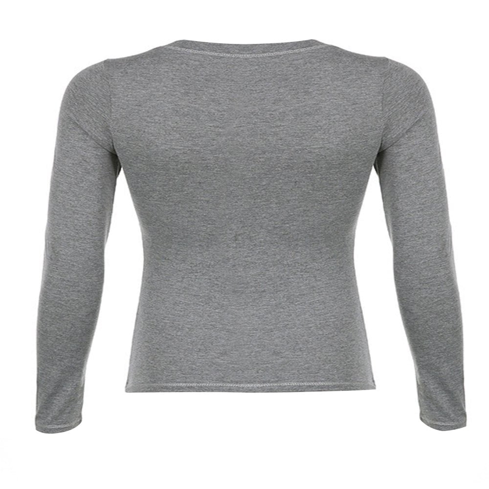トップス LACE SQUARE HEART NECK SHORT SLEEVE GREY Women Vintage 2000s Long Sleeve T-Shirts Casual Lace