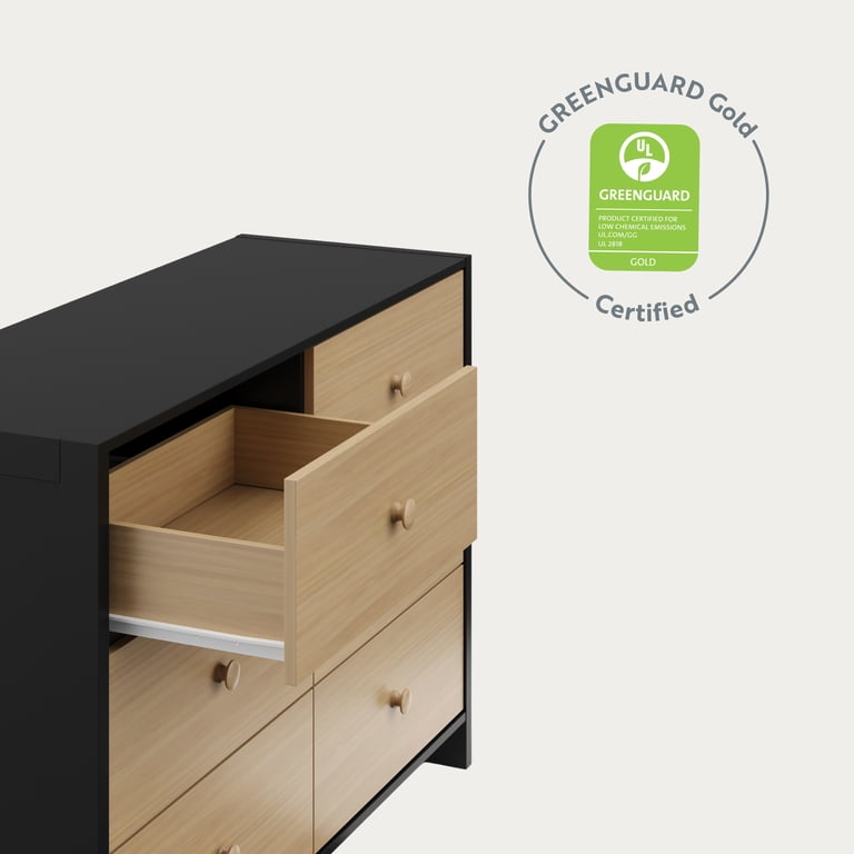 Storkcraft Calabasas 6 Drawer Nursery Double Dresser, Black with