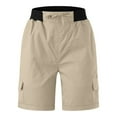 thumbnail image 6 of Simua Women's Summer Cargo Shorts Color Blcok Multi Pocket Drawstring Elastic Waist Shorts, 6 of 8