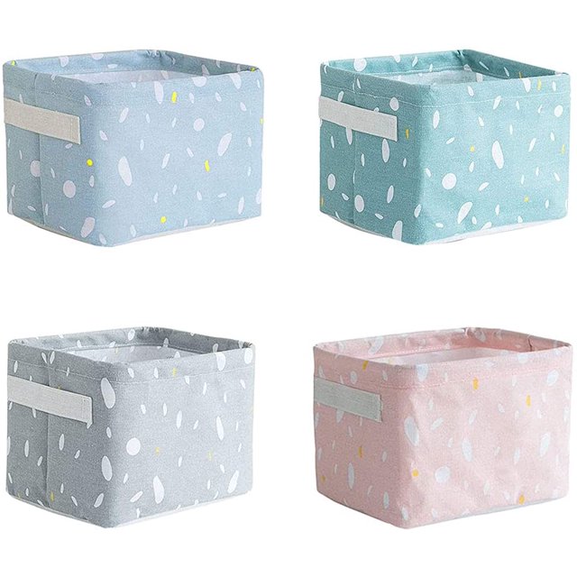 Organizador de cambiador, paquete de 4 cestas de almacenamiento, cestas de almacenamiento de tela para niños, caja de almacenamiento, con 2 asas en ambos lados, cajas de ropa y tela (20 x 14 x 15,5 cm Namotu LKX-1948