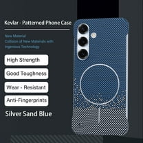 Magnetic for Samsung Galaxy S25 Plus Frameless Case,  Slim Borderless Fiber Texture Hard Protective Case Support Wireless Charging, Shockproof Anti-Scratch Cover for Samsung Galaxy S25 Plus, Blue