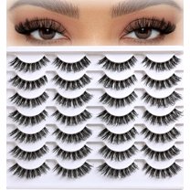 Lashes Volume Mink Eyelashes 14 Pairs Cateye Lash Strips Wispy Cat Eye Lashes Natural Look Short Thick Fluffy False Strip Eyelash Full Small Fake Lashes Pack Black Pestañas Postizas for Women