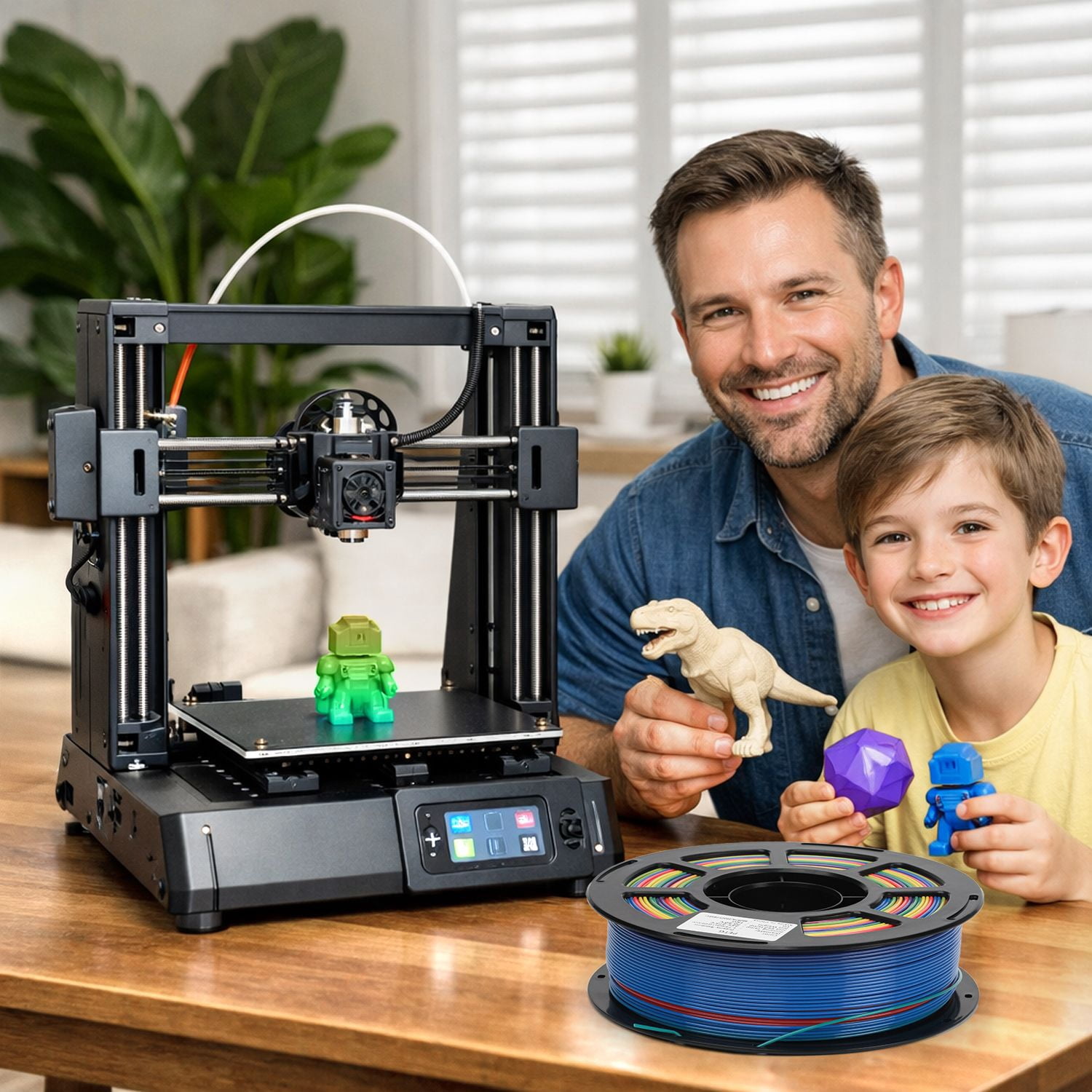 Brakzilon PETG 3D Printer Filament 1.75mm Rainbow Multicolor 1KG Dimensional Accuracy +/-0.02mm for FDM Printer