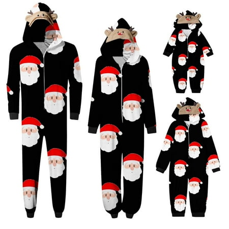 

Elainilye Fashion Christmas Pajamas Lattice Print Plush Long Sleeved Jumpsuit Family Matching Sets For Adults Kids Baby Onesie Black