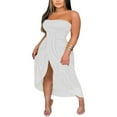 thumbnail image 2 of Women Strapless Dress  Solid Color Off-Shoulder Long  with Cropped Hem, 2 of 5