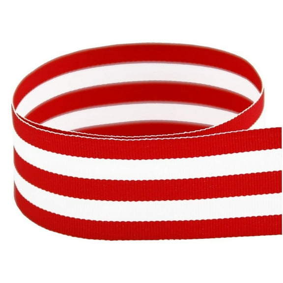 5/8“ Red & White Taffy Striped Grosgrain Ribbon - 20 Yards - USA Made