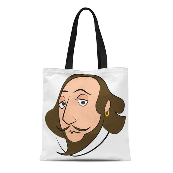 LADDKE Canvas Tote Bag Cartoon Shakespeare Character on Clip Comic Costume Culture Digitally Reusable Shoulder Grocery Shopping Bags Handbag