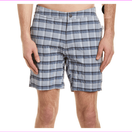 Onia Calder Swim Short multi plaid deep sky size XL MSRP $145