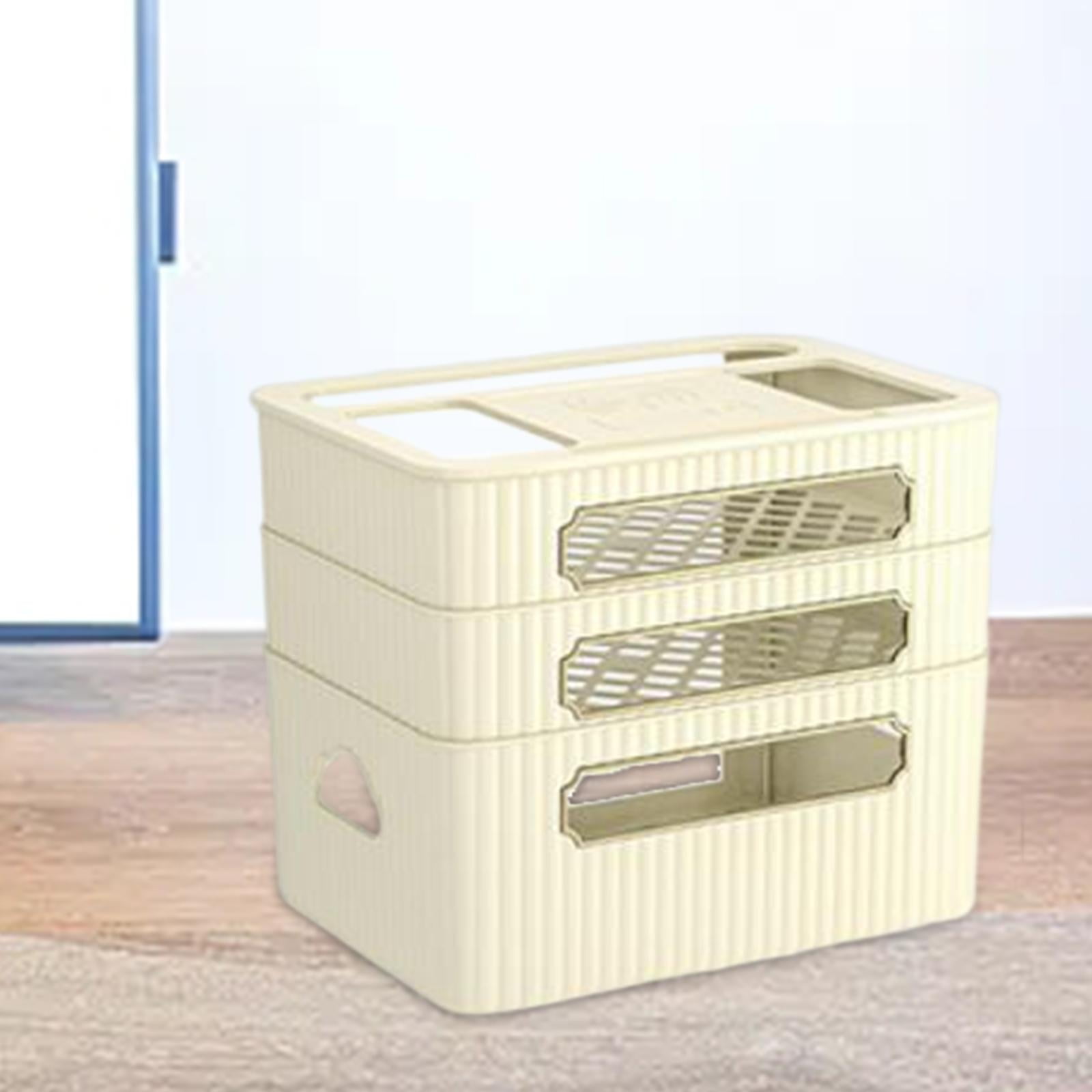 Fiocias Router Storage Box Cable Management Box Space Saving Wire Cable Storage Case for Beige 3 Tier