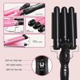 thumbnail image 4 of Three Barrel Curling Iron with Tourmaline Ceramic Coating, Fast Heating 60s Hair Waver, Black, 4 of 4