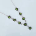 thumbnail image 2 of Round Green Peridot Gemstone Necklace 925 Sterling Silver High Polished Handmade 20" Inch Adjustable Necklace Jewelry, 2 of 8