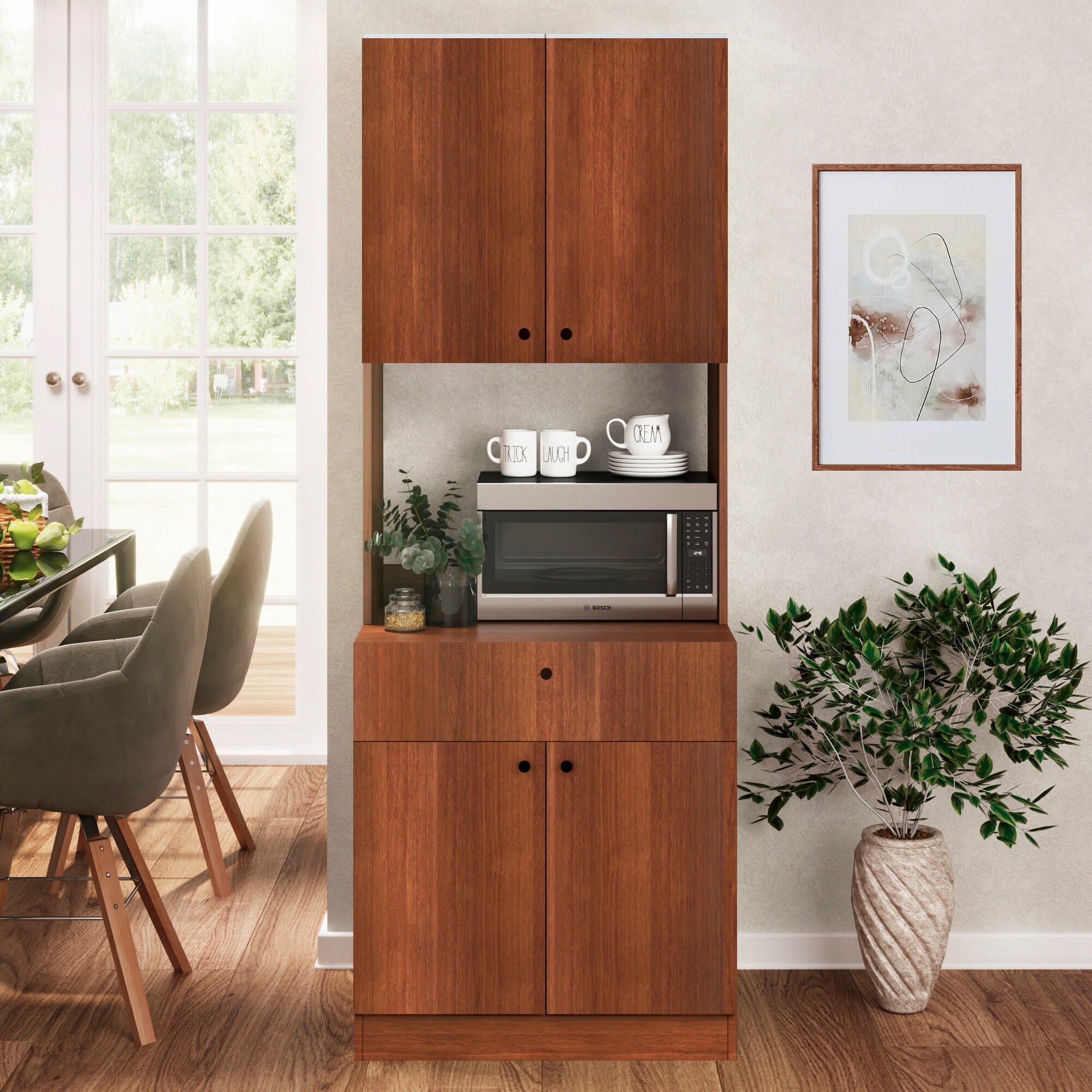 Living Skog Scandi Pantry Kitchen Storage Brown H 71'' x W 27.5