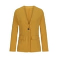 thumbnail image 4 of Herrnalise Jackets For Women Fashion Turn Down Collar Long Sleeve Slim Fitting Button Jacket Casual Coat Cardigan Blouse Shackets For Women 2024 fall Yellow,XXXL, 4 of 7