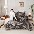 thumbnail image 4 of Feelyou Bohemian Moth Butterfly Bedding Comforter Set, Damask Flower Floral Twin Comforter Sets, Hippie Animal Skeleton Reversible Bedding Set, Super Cozy Room Decor, 2pcs, 4 of 8