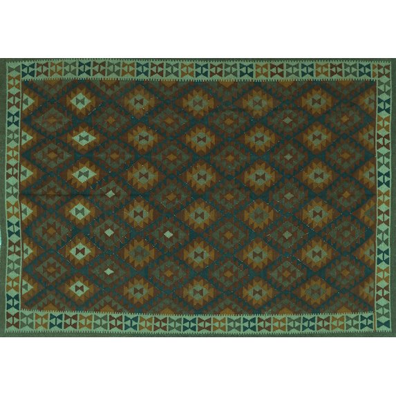 Ahgly Company Machine Washable Indoor Rectangle Southwestern Turquoise Blue Country Area Rugs, 5' x 7'