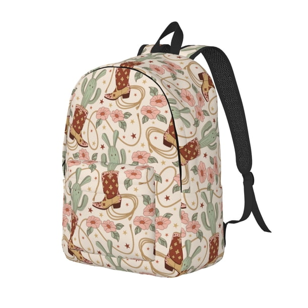 Easygdp Floral Cowboy Boots Mochila de Lona Resistente para Laptop, Compatible con Laptops de 15 a 17 pulgadas, Ideal para Escuela, Trabajo y Viajes-Small