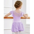 thumbnail image 5 of Oudiya Girls Ballet Leotards Ruffle Sleeve Shinny Dance Dress Outfits Toddler Ballerina Clothes for Kids 3-11Y, 5 of 9