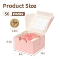thumbnail image 5 of 50 Pcs 4x4x2.5 Inch Bakery Boxes with Window, Pink Cookie Boxes for Gift Giving, Treat Box for Desserts, Macarons, Donuts, Pastries, 5 of 8