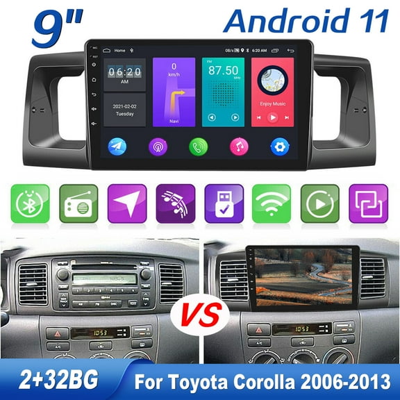 EUBUY for Toyota Corolla 2006-2013 9" Android 12 Car Stereo Player Radio GPS Navi RDS 2 32GB