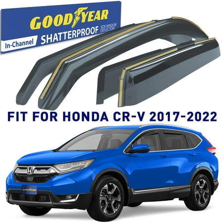 Goodyear Shatterproof in-Channel Window Deflectors for Honda CR-V (CRV) 2017-2022, Rain Guards, Window Visors for Cars, Vent Deflector, Car Accessories, 4 pcs - GY003445LP