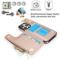 thumbnail image 4 of Dteck for iPhone 16 Pro Wallet Case, Flip Leather Case with RFID Blocking Card Holder Zipper Pocket, Ring Holder Kickstand Protective Folio Phone Cover for iPhone 16 Pro,Rosegold, 4 of 8