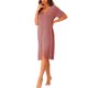 thumbnail image 4 of Camisón de noche para mujer INSPIRE CHIC con volantes, escote en V, manga corta, pijama, vestido de noche, color rosa claro, 4 of 6