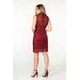 thumbnail image 2 of BARDOT Womens Burgundy Lace Zippered Mock Neck Floral Sleeveless Short Cocktail Sheath Dress 4\XS, 2 of 3