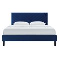 thumbnail image 6 of Platform Bed Frame, Queen Size, Blue Navy, Velvet, Modern Contemporary, Bedroom Master Guest Suite Room, 6 of 10