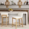 thumbnail image 2 of Nathan James Gracie Modern Counter Height Bar Stool with Back, Counter Stool Upholstered Chair with Natural Textured Linen and Brushed Wooden Legs, White/Light Brown, Set of 2, 2 of 3