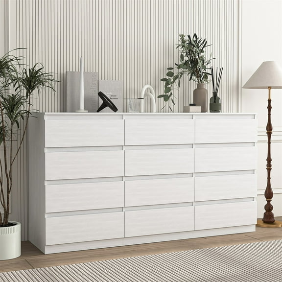 Hommoo Furniture,Modern and Minimalist Dresser for Bedroom, 12 Chest of Drawers, Wooden Dressers for Bedroom, Living Room,Hallway,White