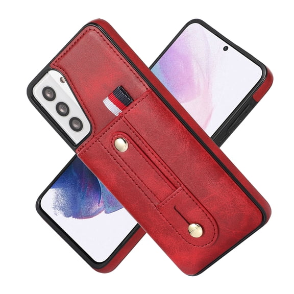 for Samsung Galaxy S21 Case Wallet with Slide Credit Card Holder, Flip Premium PU Leather Hidden Kickstand Classic Retro Heavy Duty Protective Cover for Samsung Galaxy S21,Red